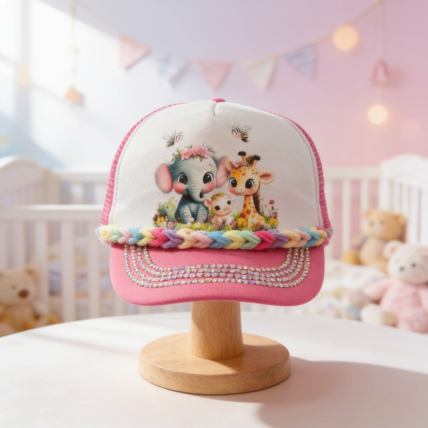 The Rainbow Safari Kids Trucker Hat — "Sweet Little Wild One"
