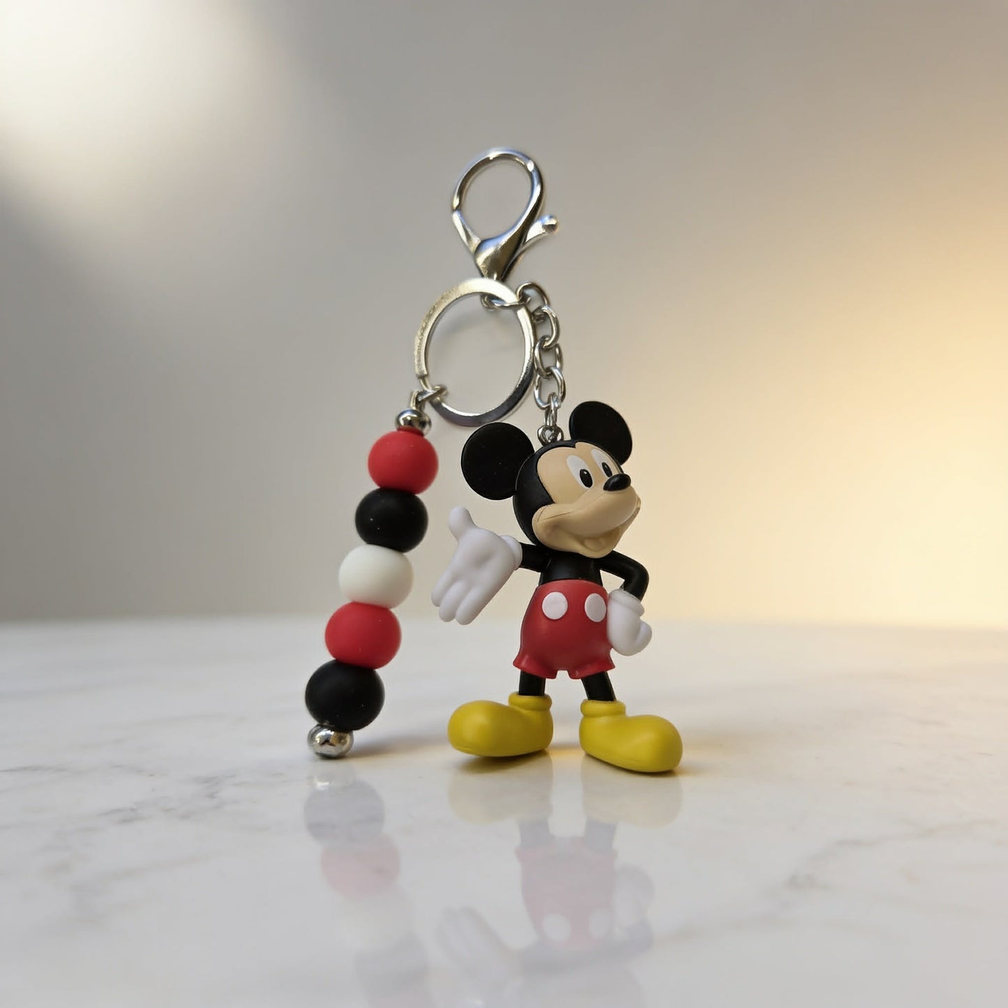 Classic Mickey Beaded Bag Charm Keychain
