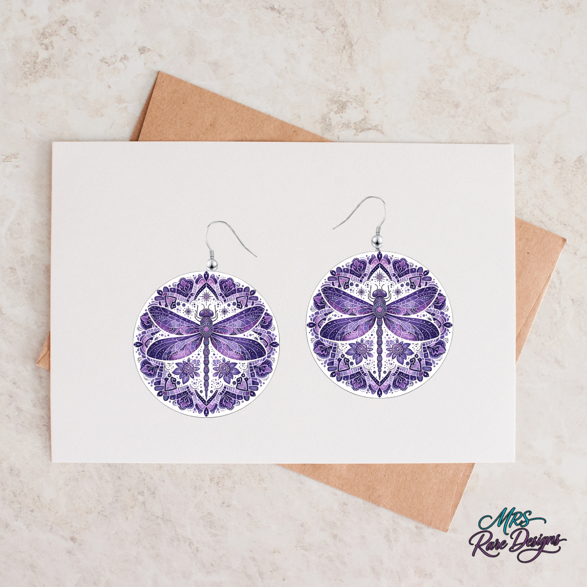 Whimsy Wings Dragonfly Mandala Earrings — Lightweight Boho Statement Jewelry