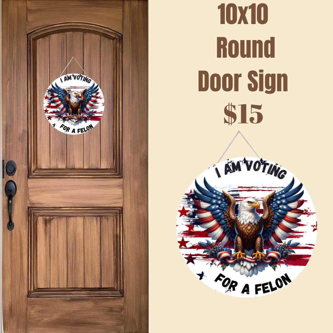 Patriotic Eagle “I AM VOTING” Round Door Sign
