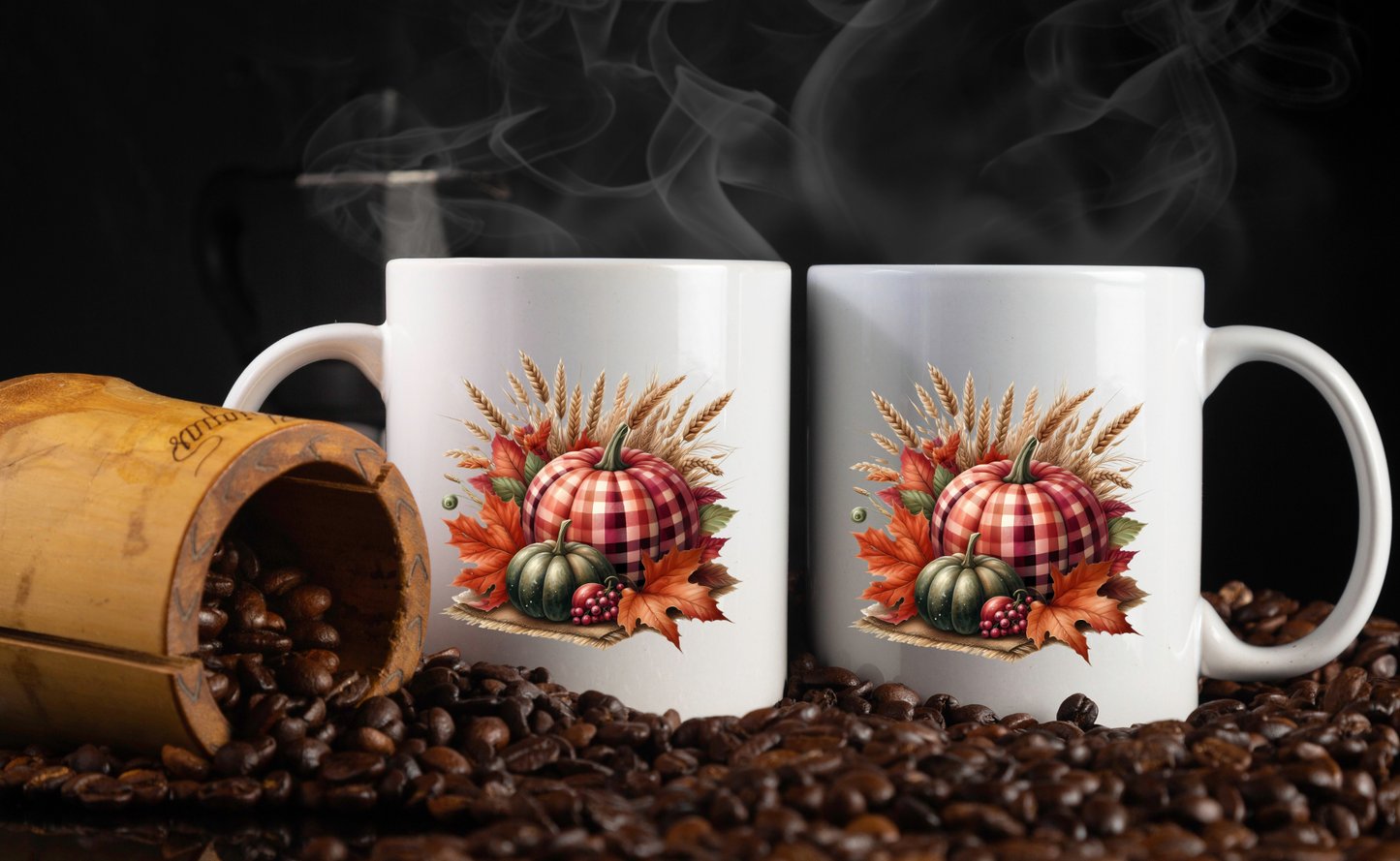 Autumn Harvest Pumpkin Mug Collection – 11oz Coffee Cups with Front & Back Designs