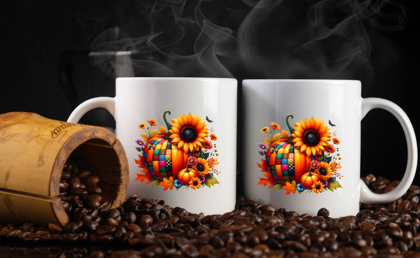 Autumn Harvest Pumpkin Mug Collection – 11oz Coffee Cups with Front & Back Designs
