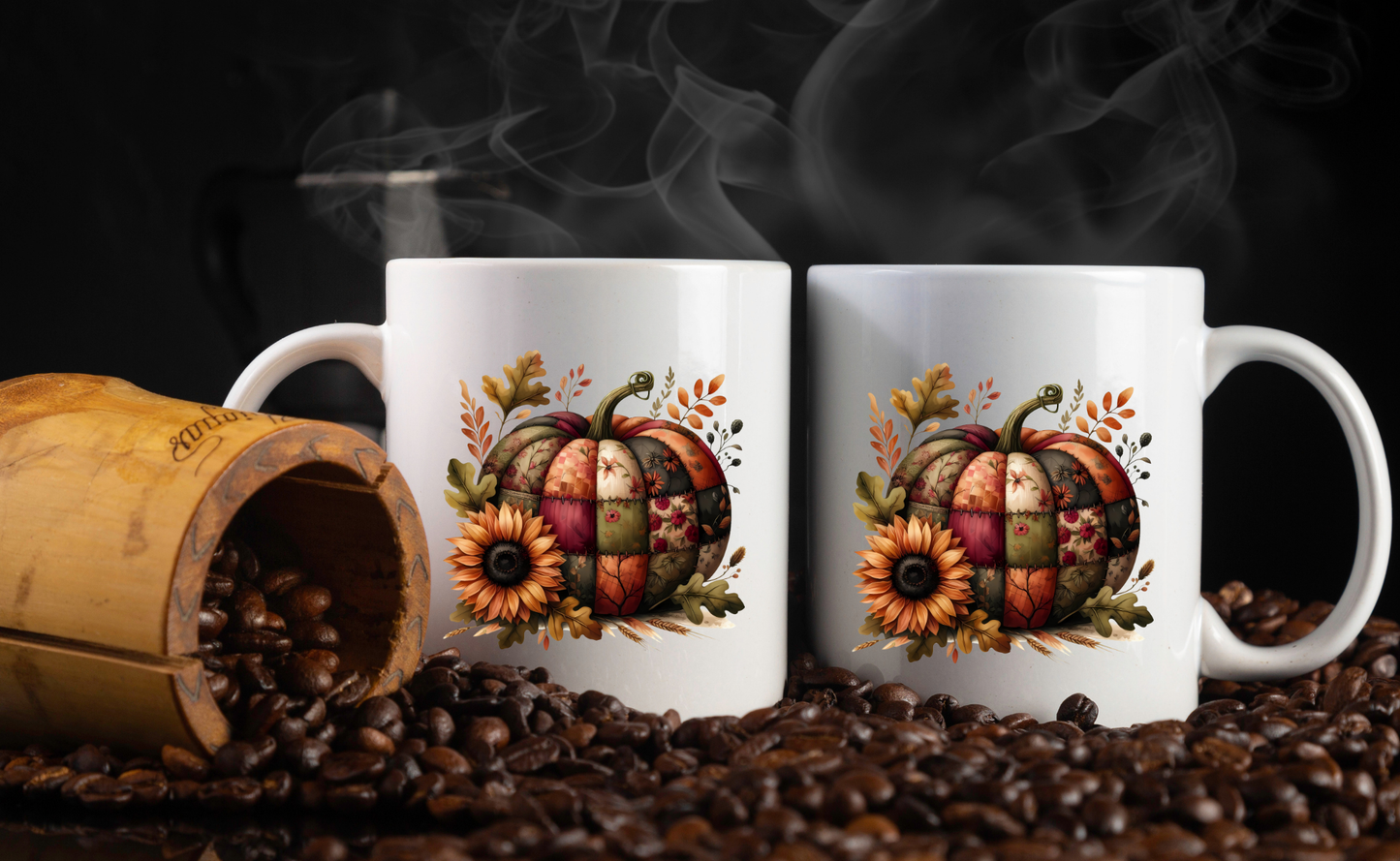 Autumn Harvest Pumpkin Mug Collection – 11oz Coffee Cups with Front & Back Designs