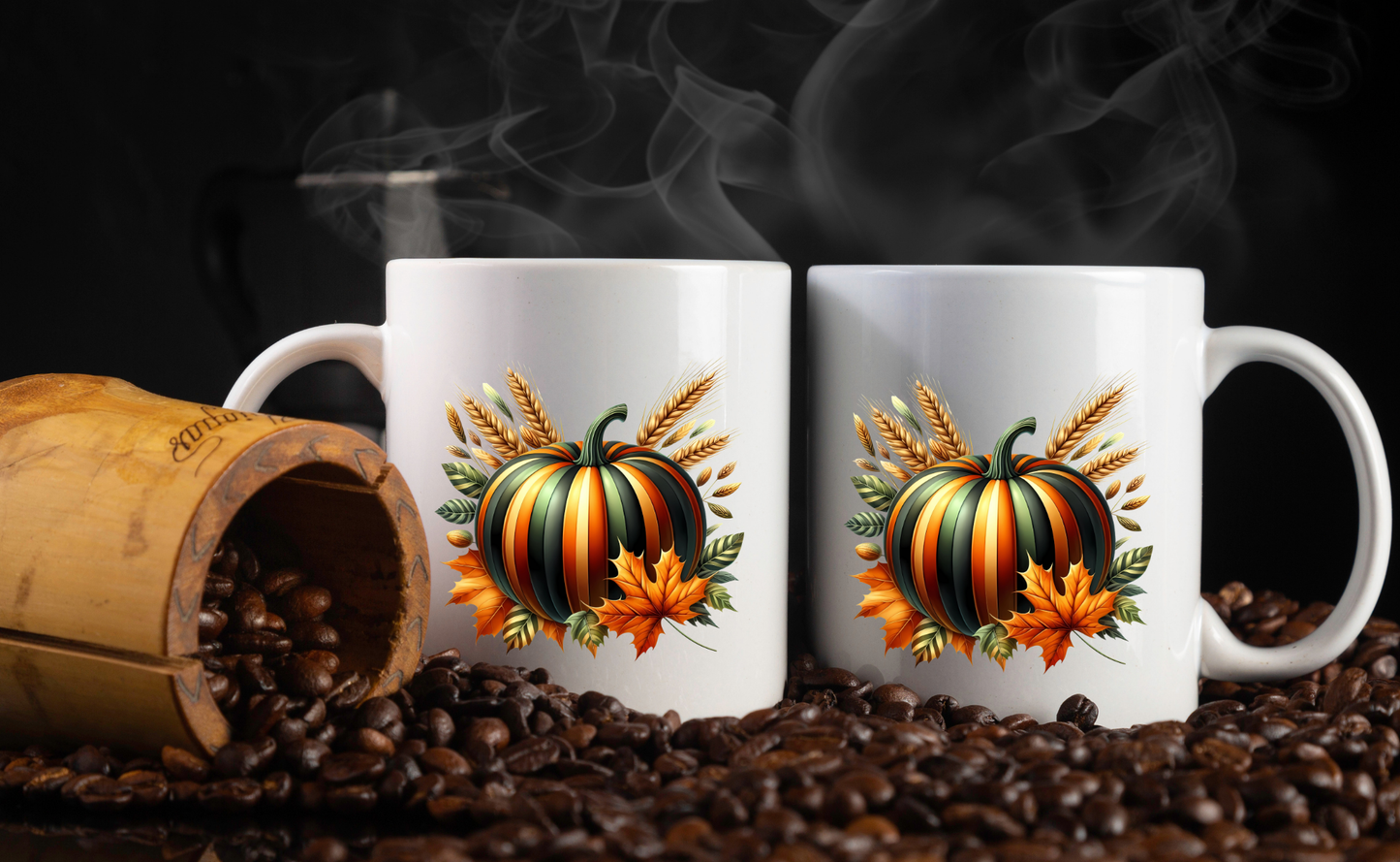 Autumn Harvest Pumpkin Mug Collection – 11oz Coffee Cups with Front & Back Designs