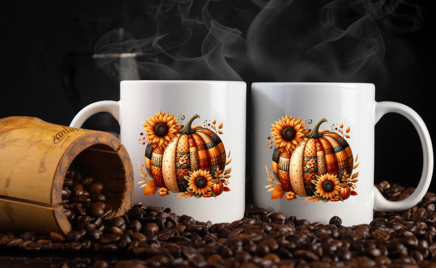 Autumn Harvest Pumpkin Mug Collection – 11oz Coffee Cups with Front & Back Designs