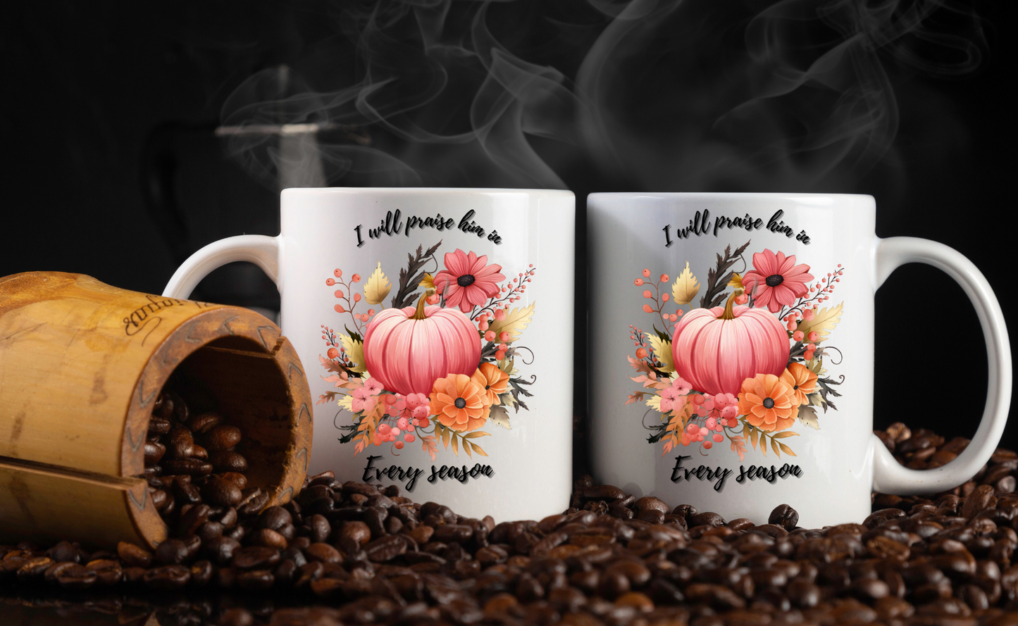 Praise in Every Season Pumpkin Coffee Mugs