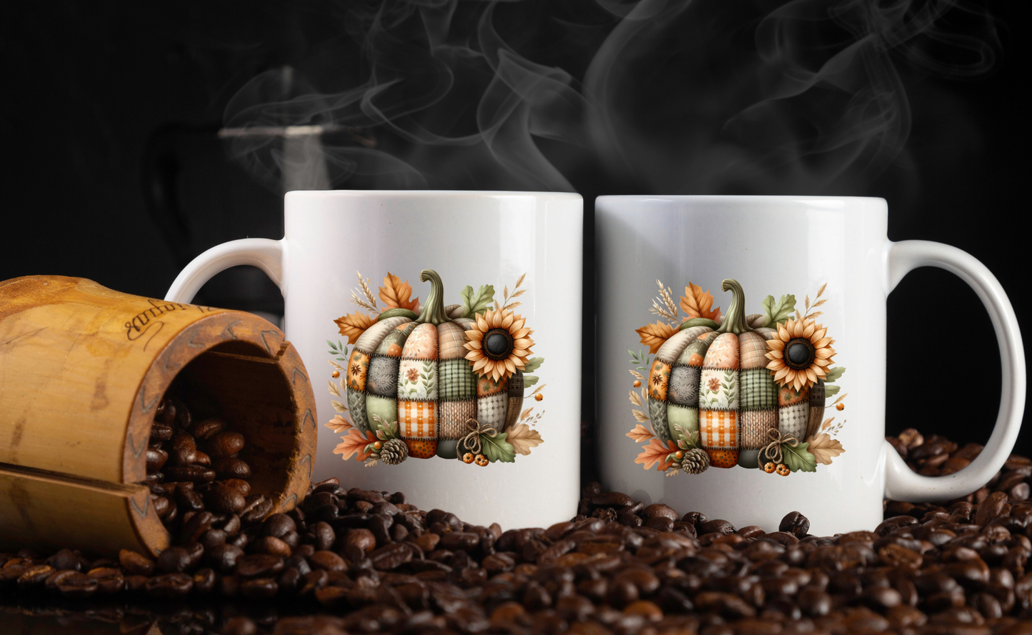 Autumn Harvest Pumpkin Mug Collection – 11oz Coffee Cups with Front & Back Designs
