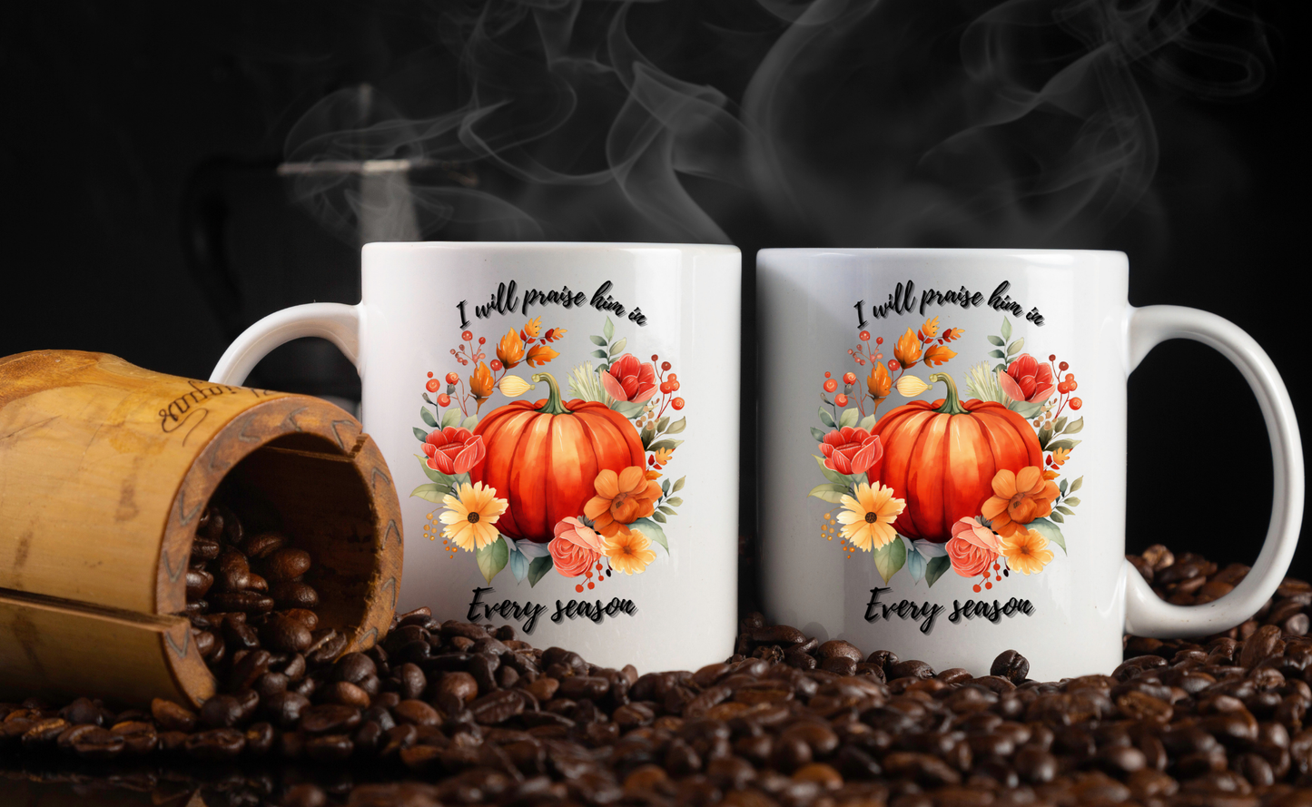 Praise in Every Season Pumpkin Coffee Mugs