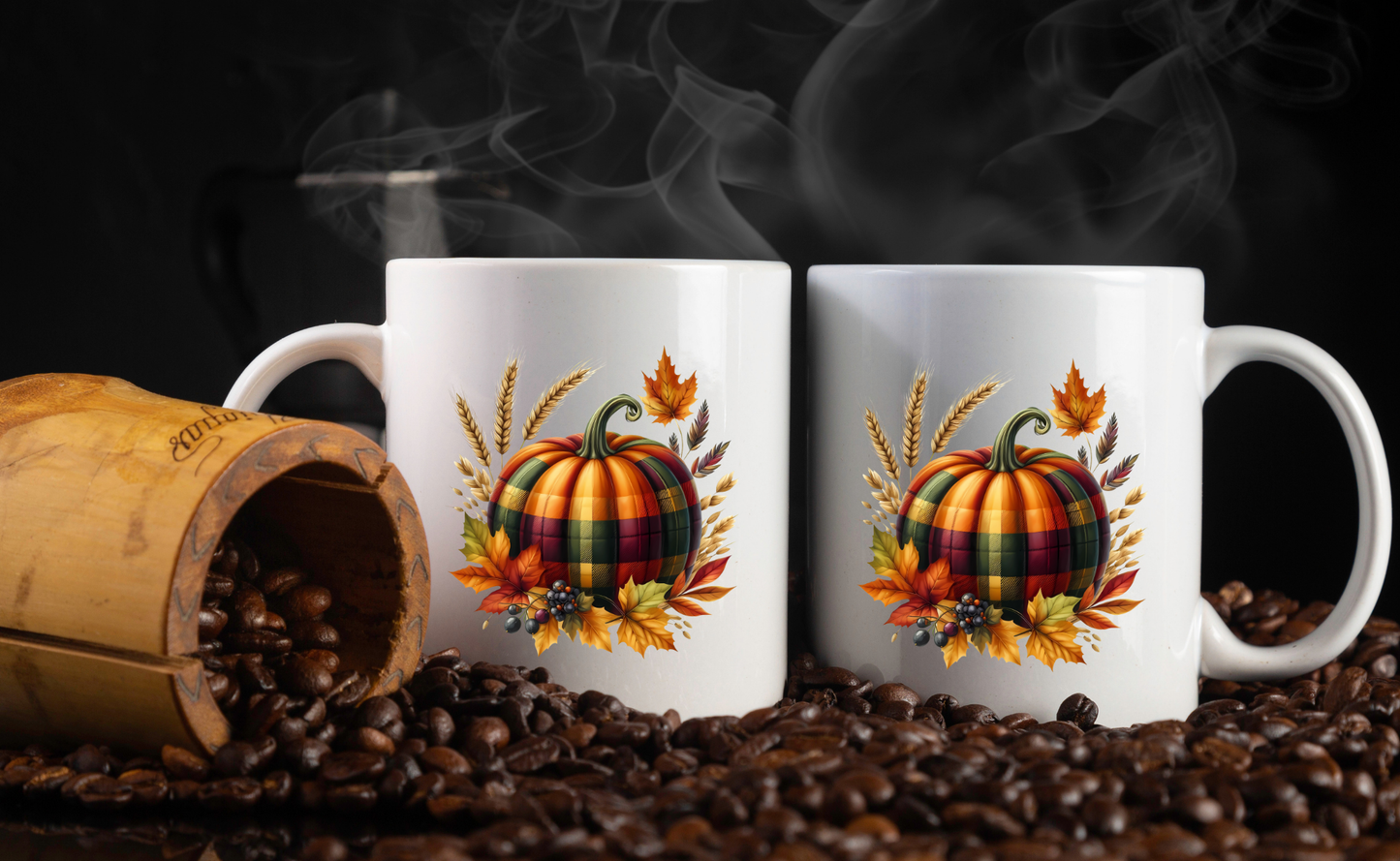 Autumn Harvest Pumpkin Mug Collection – 11oz Coffee Cups with Front & Back Designs