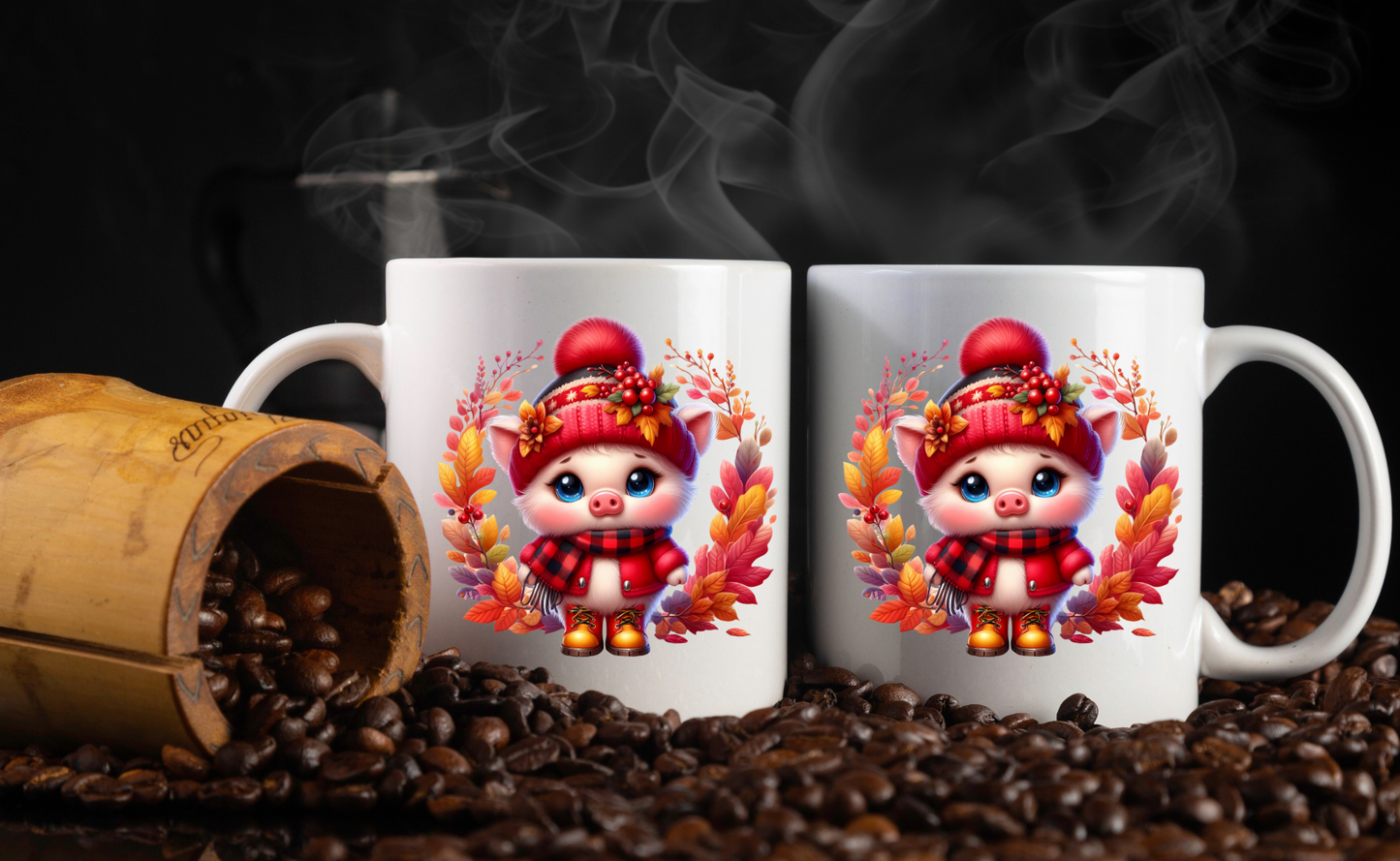 Cozy Piggy Fall Coffee Mug Collection – 11oz