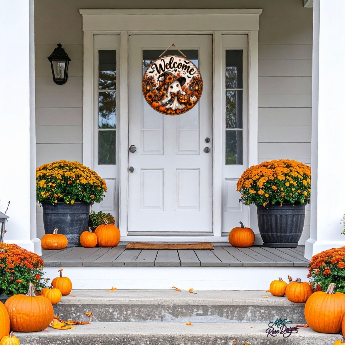 Boo-tiful Harvest Ghost Halloween Welcome Sign