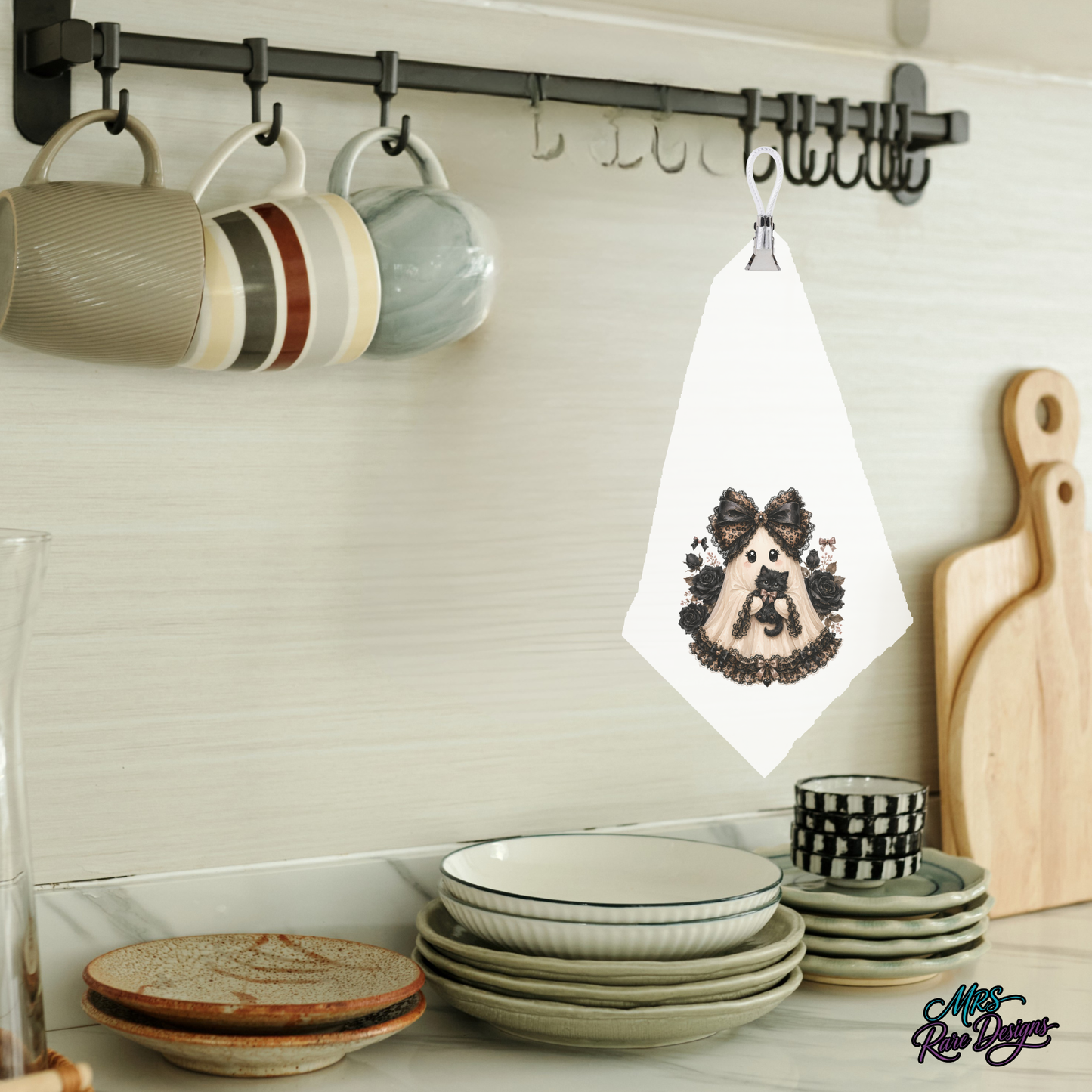š¤ "Boo & Whiskers" Hanging Kitchen Towel