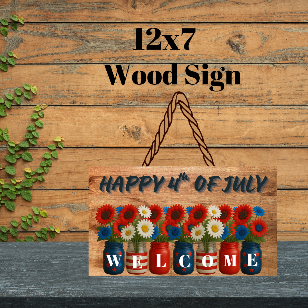 Patriotic Mason Jar Welcome Signs Collection