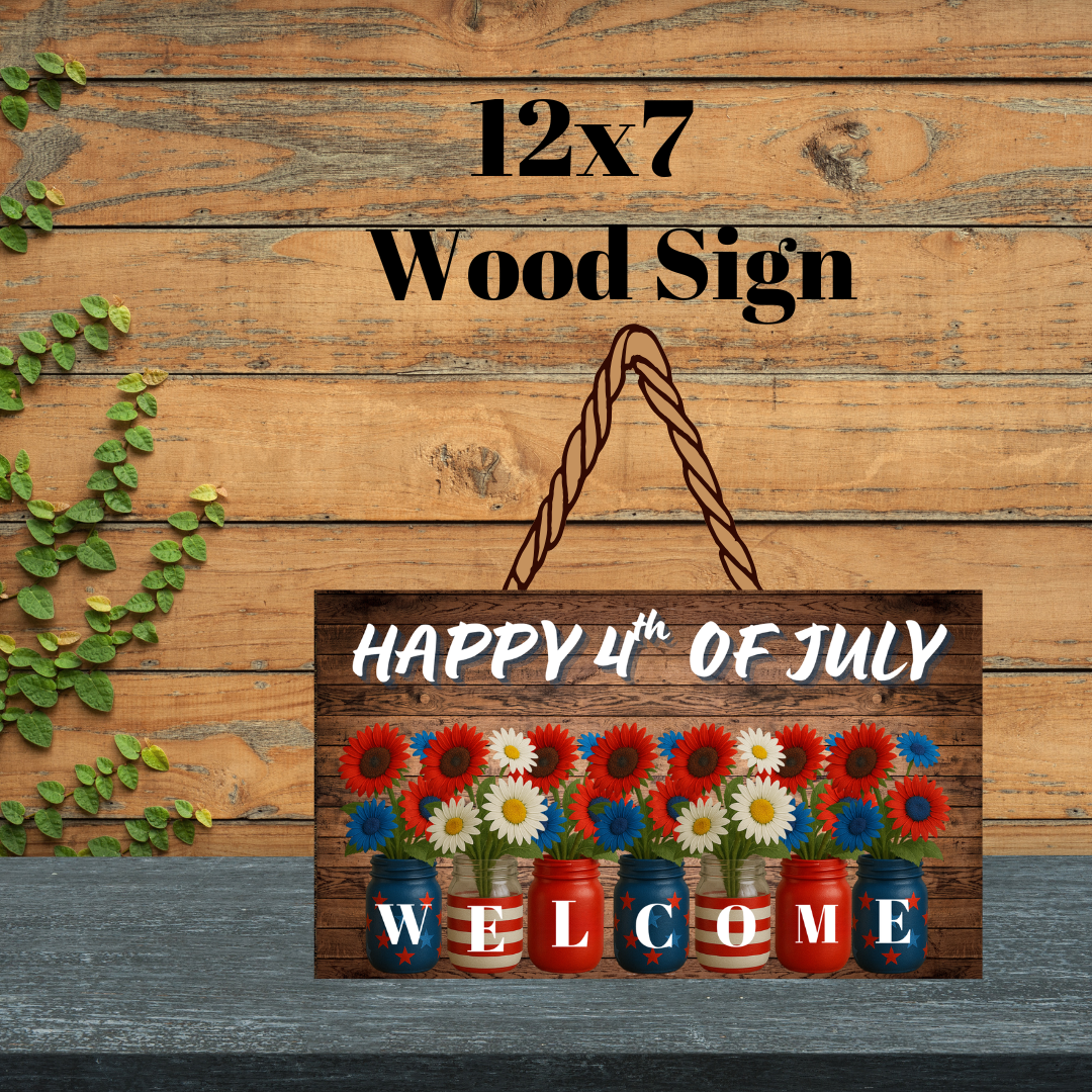 Patriotic Mason Jar Welcome Signs Collection