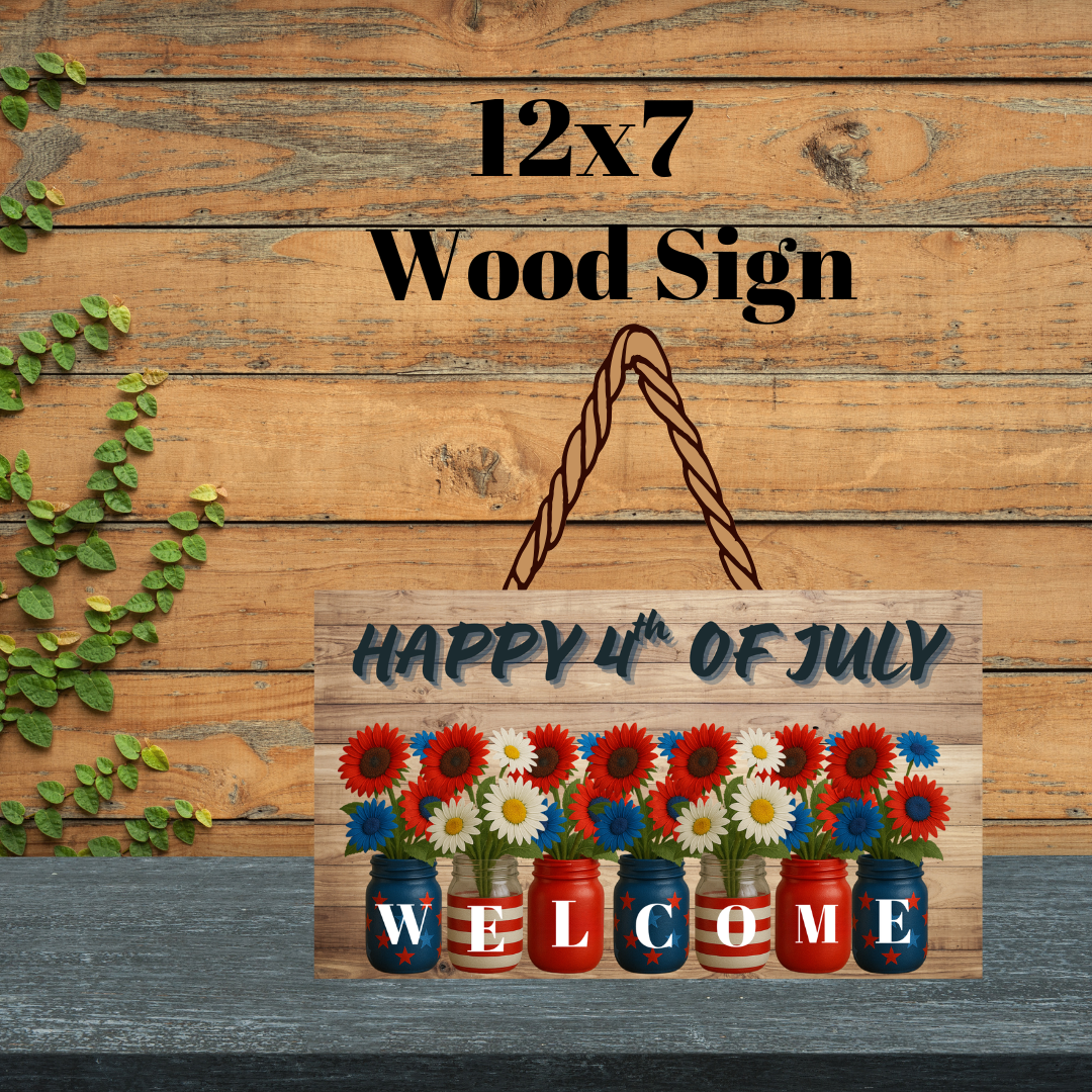 Patriotic Mason Jar Welcome Signs Collection