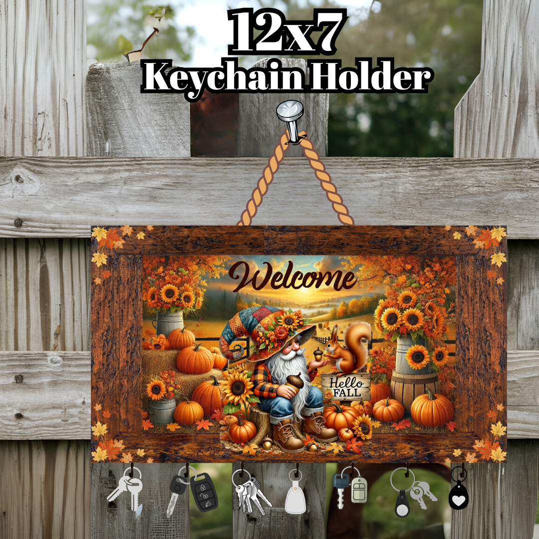 Autumn Gnome Welcome Keychain Holder