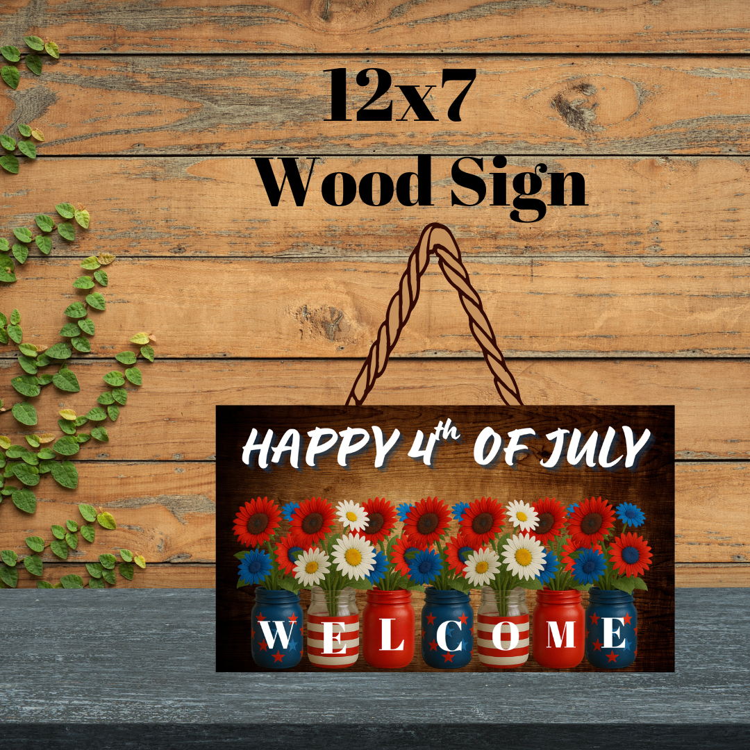 Patriotic Mason Jar Welcome Signs Collection