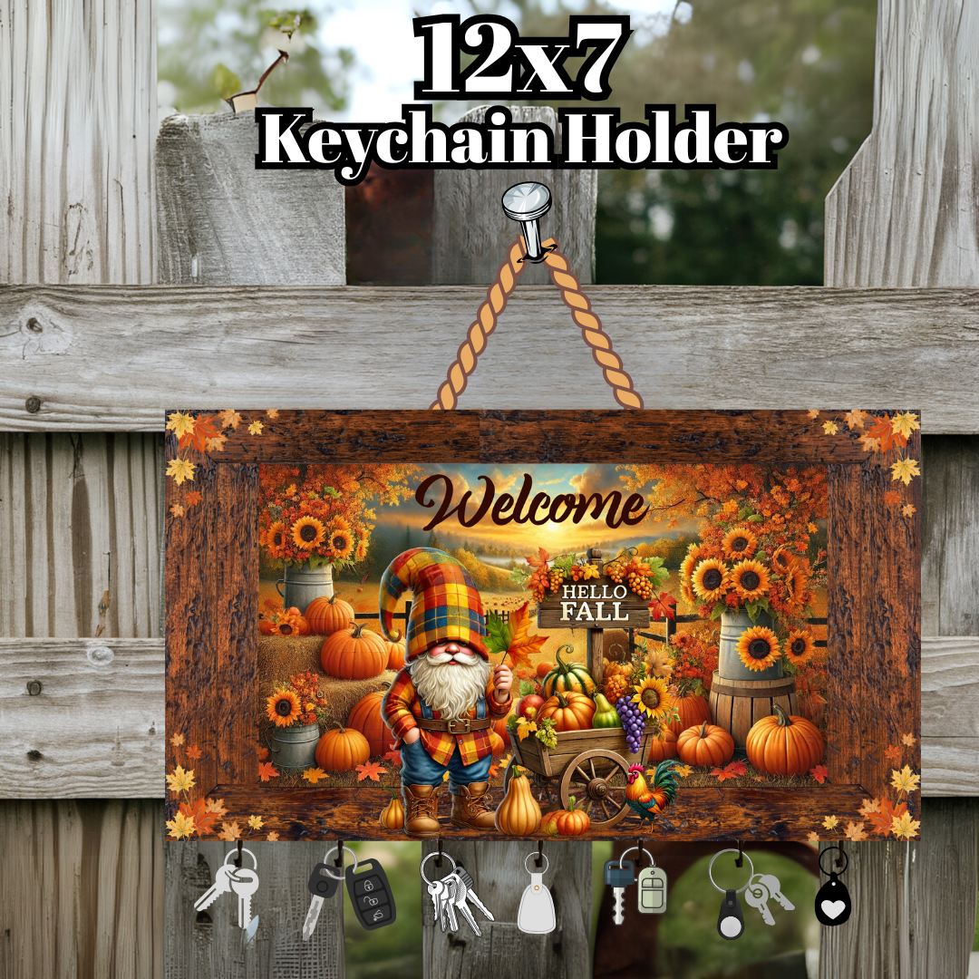 Autumn Gnome Welcome Keychain Holder