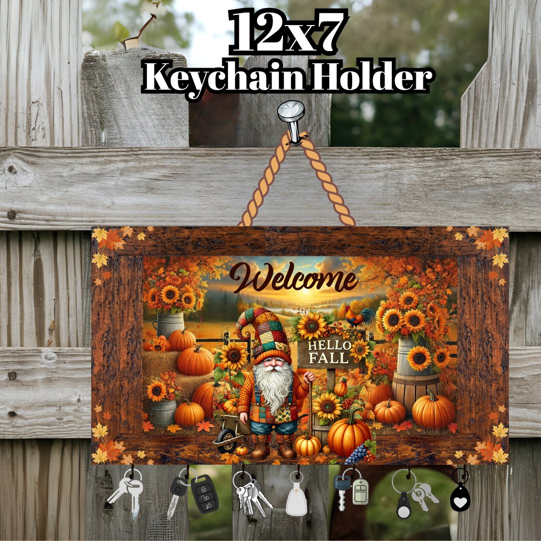 Autumn Gnome Welcome Keychain Holder