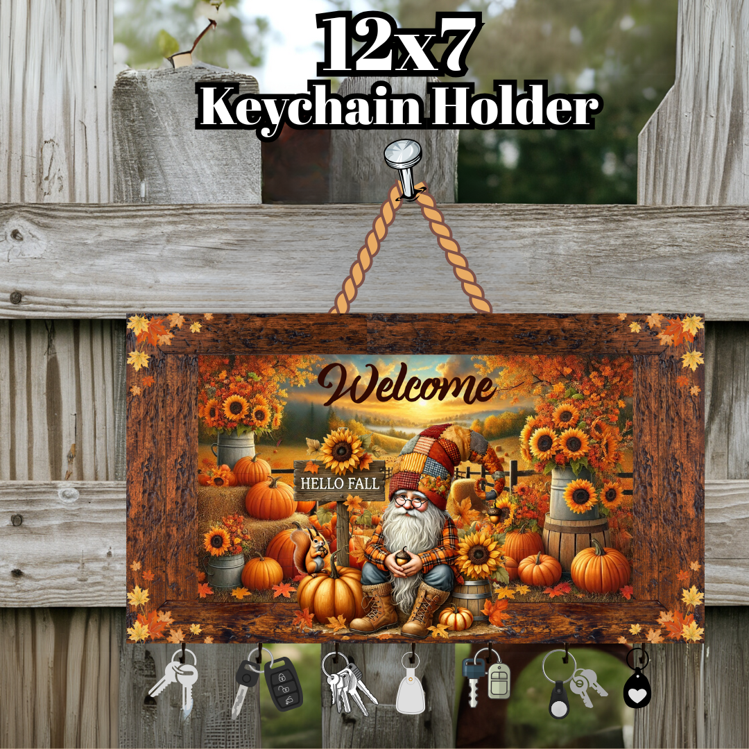 Autumn Gnome Welcome Keychain Holder