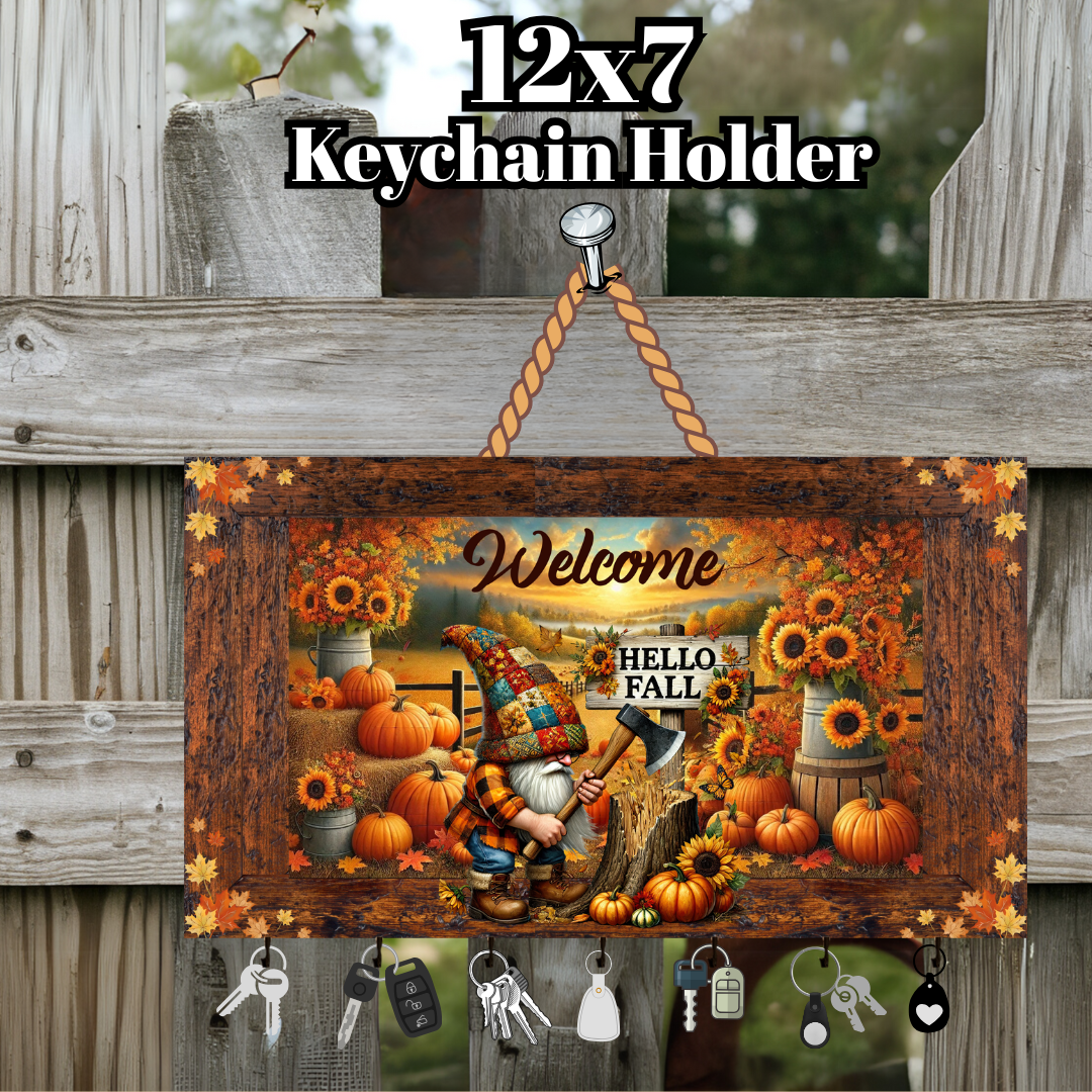 Autumn Gnome Welcome Keychain Holder