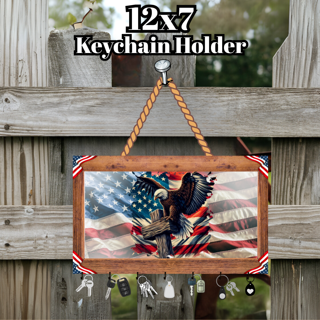 Patriotic Eagle 12x7 Wall Keychain Holder