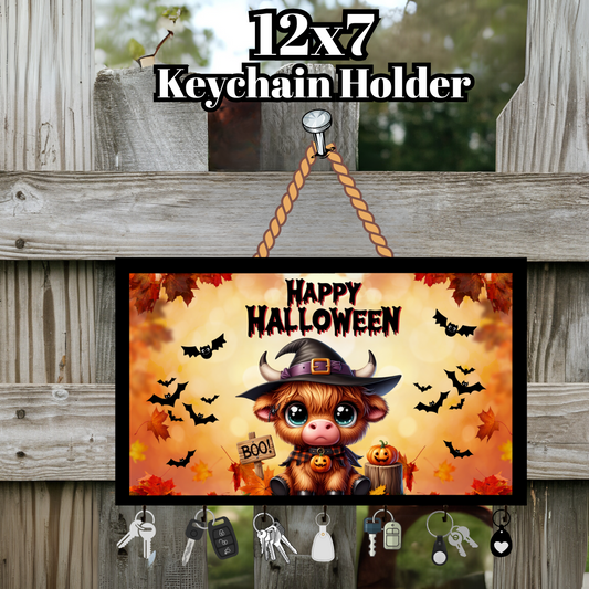 Highland Cow Halloween Keychain Holder Collection – 12x7 Wall Hangers