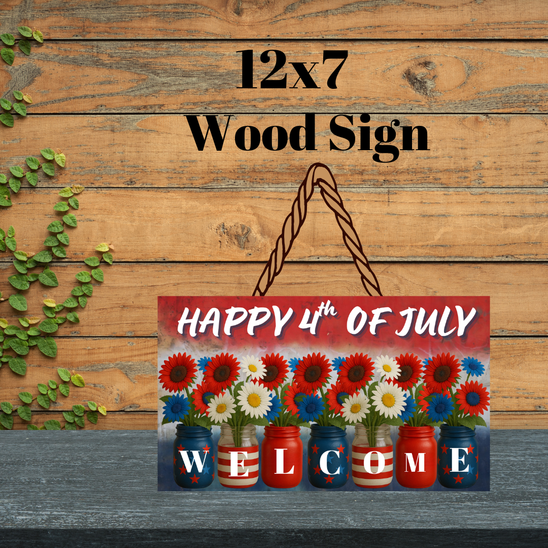 Patriotic Mason Jar Welcome Signs Collection
