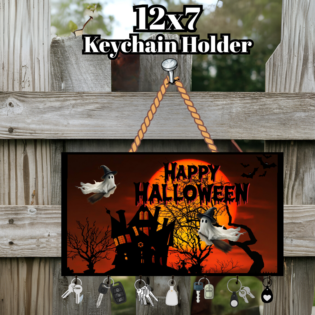 Haunted Halloween Keychain Holder Collection – 12x7 Wall Décor