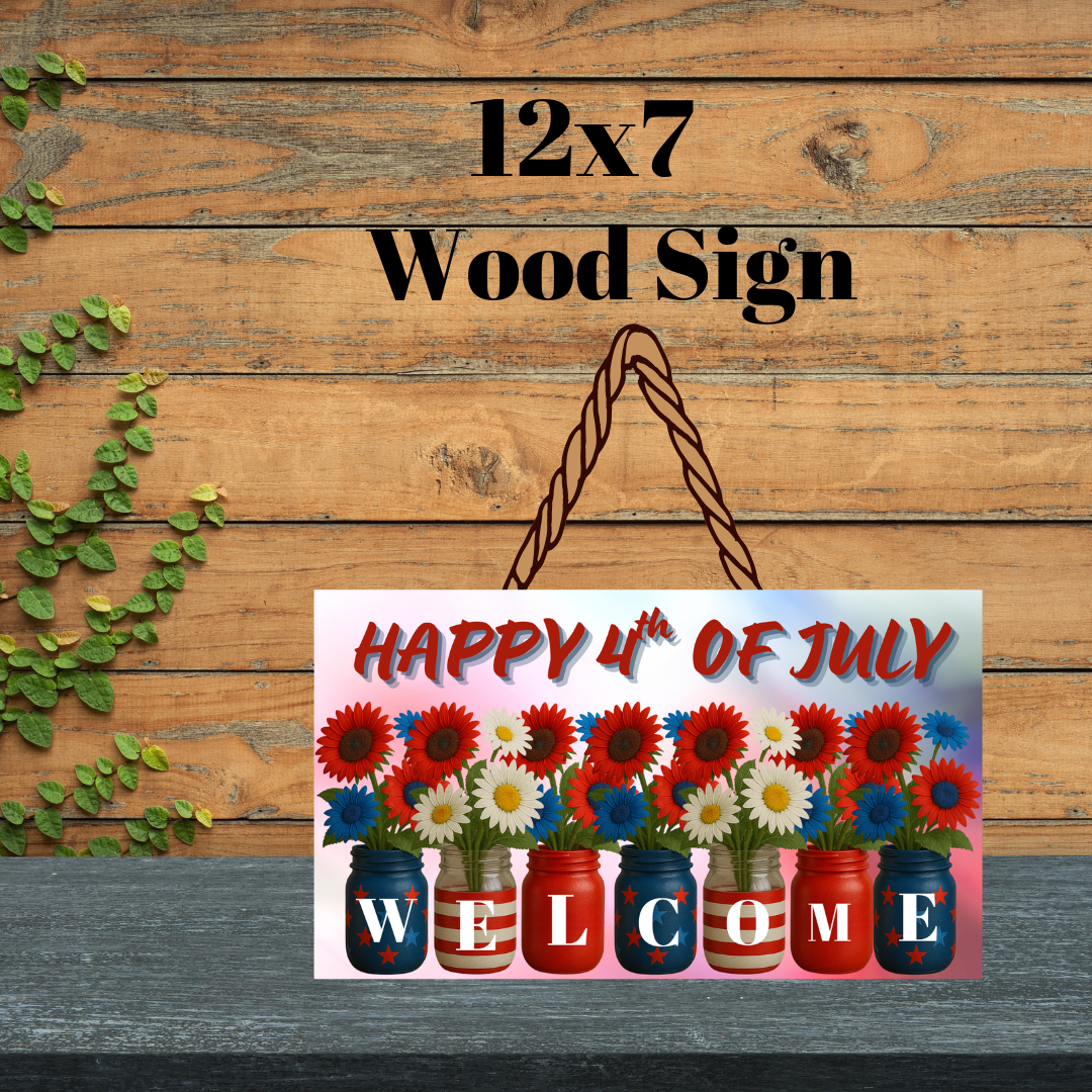 Patriotic Mason Jar Welcome Signs Collection