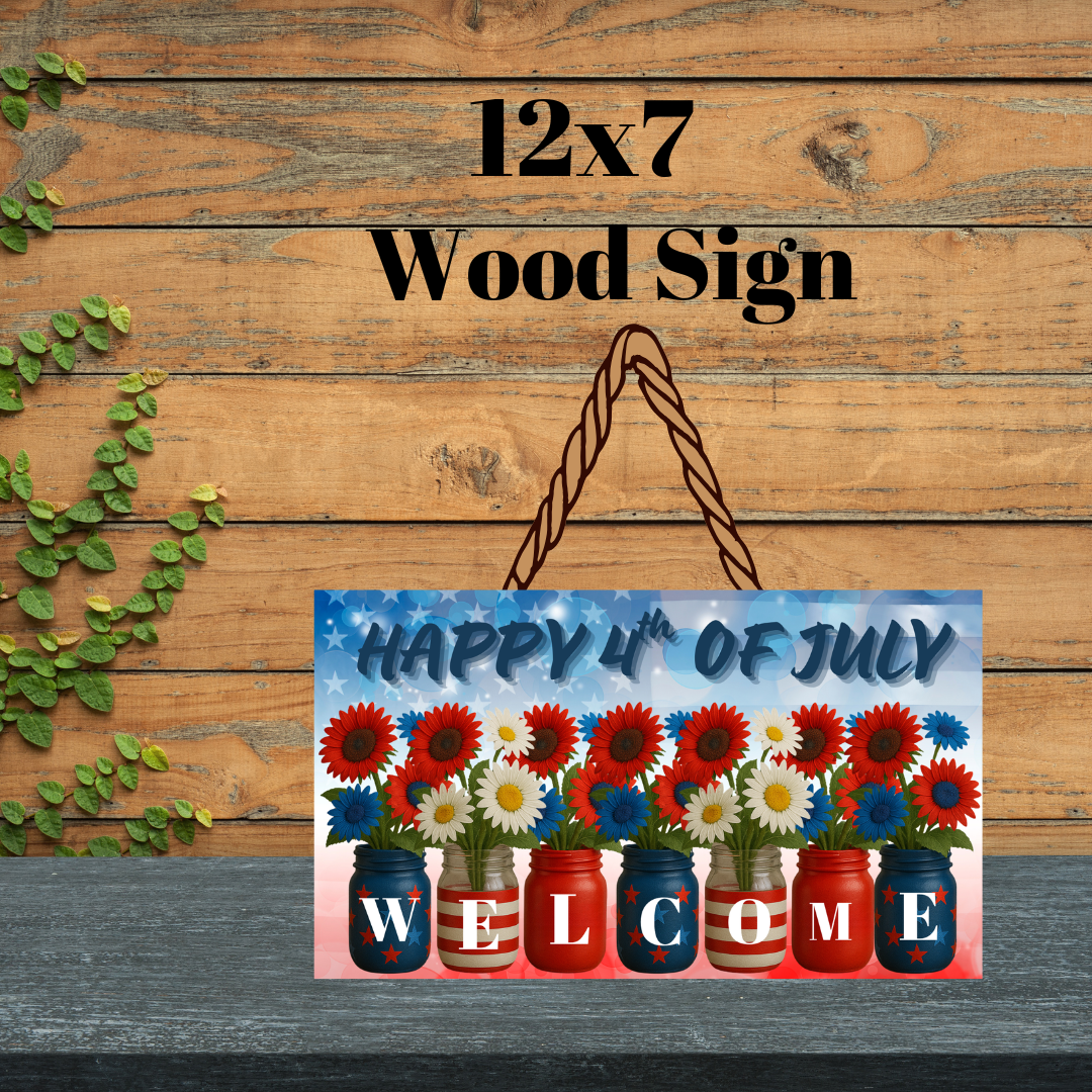 Patriotic Mason Jar Welcome Signs Collection