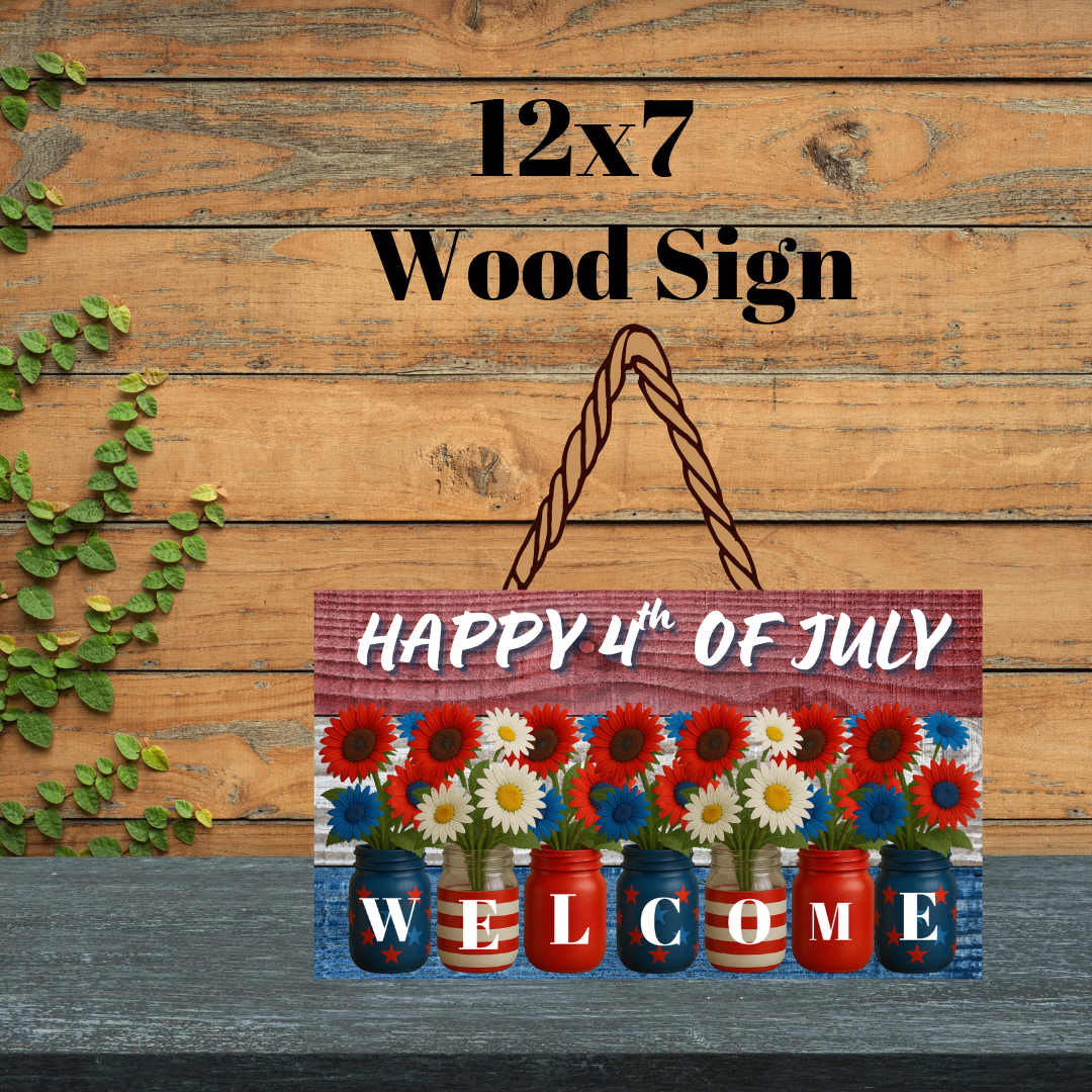 Patriotic Mason Jar Welcome Signs Collection