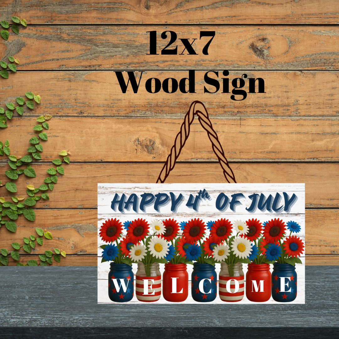 Patriotic Mason Jar Welcome Signs Collection