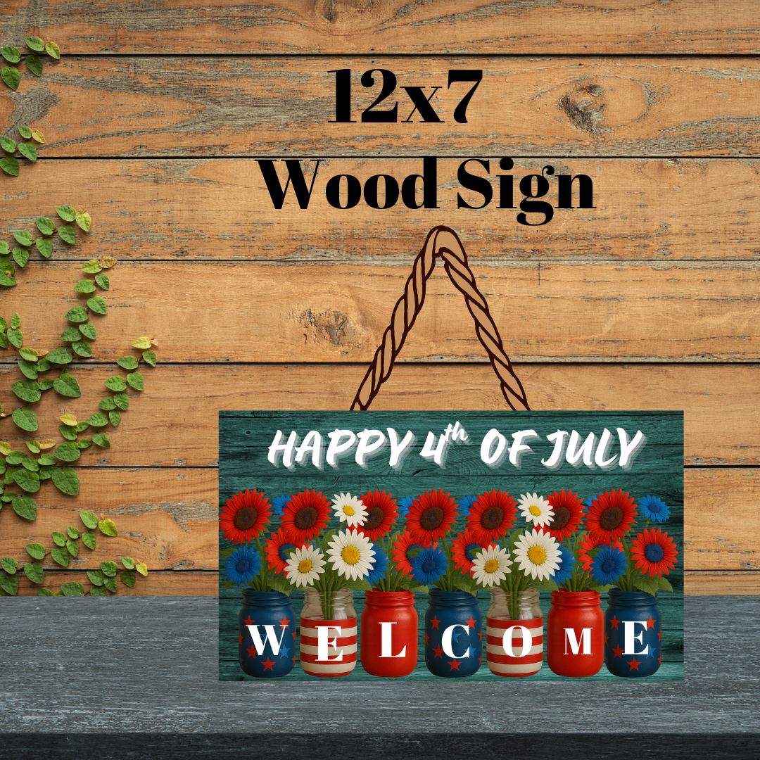 Patriotic Mason Jar Welcome Signs Collection