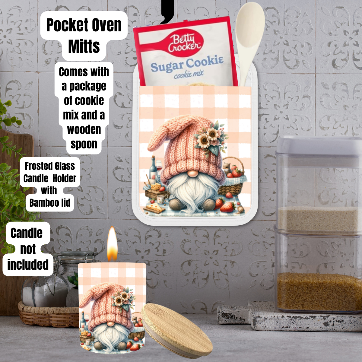 Peach Blossom Gnome Cottage Kitchen Gift Set (Individual or Full Bundle)