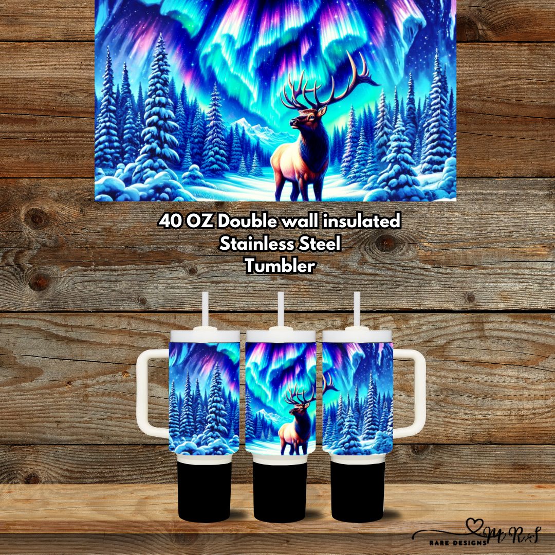 Northern Lights Majestic Elk 40oz Handled Tumblers