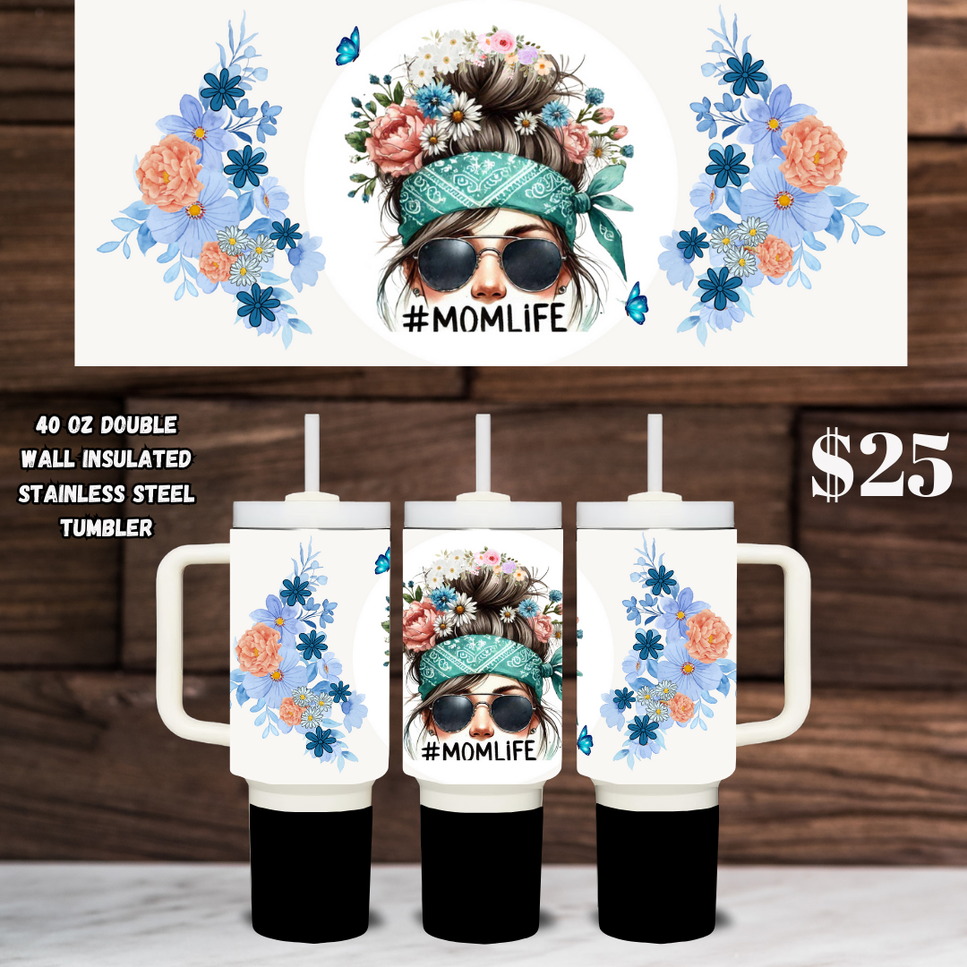 MomLife Blossom Collection - 40oz Stainless Steel Tumblers