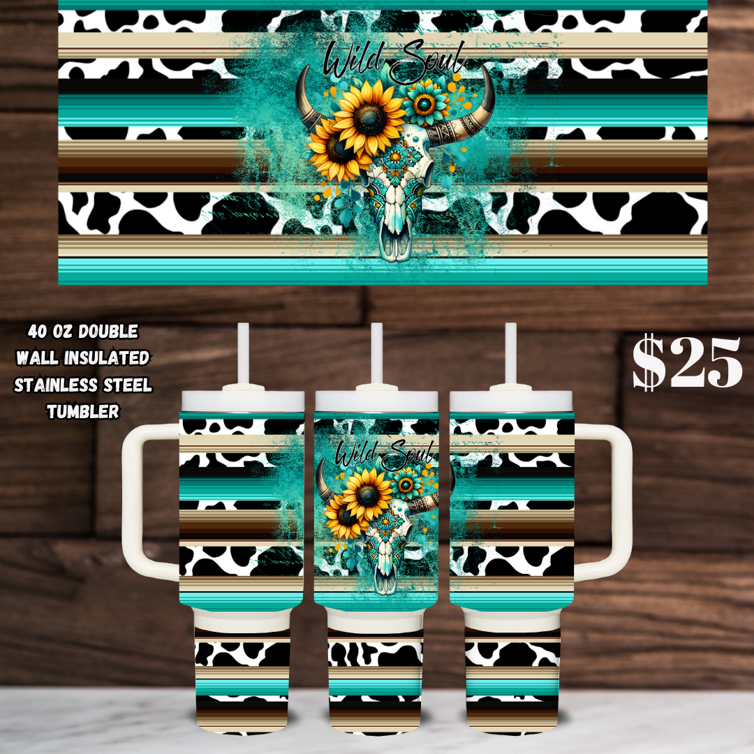 Wild South Sunflower Skull Tumbler