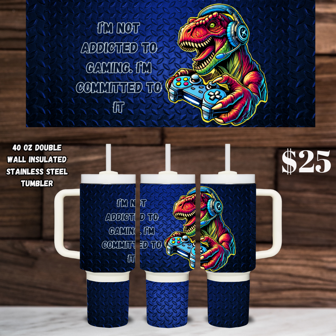 T-Rex Gamer 40oz Stainless Steel Tumbler