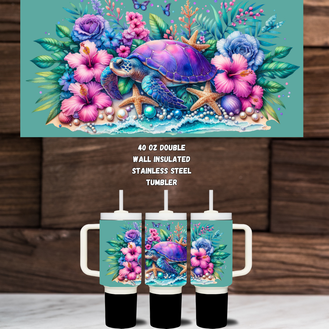 Ocean Bloom Turtle Tumbler
