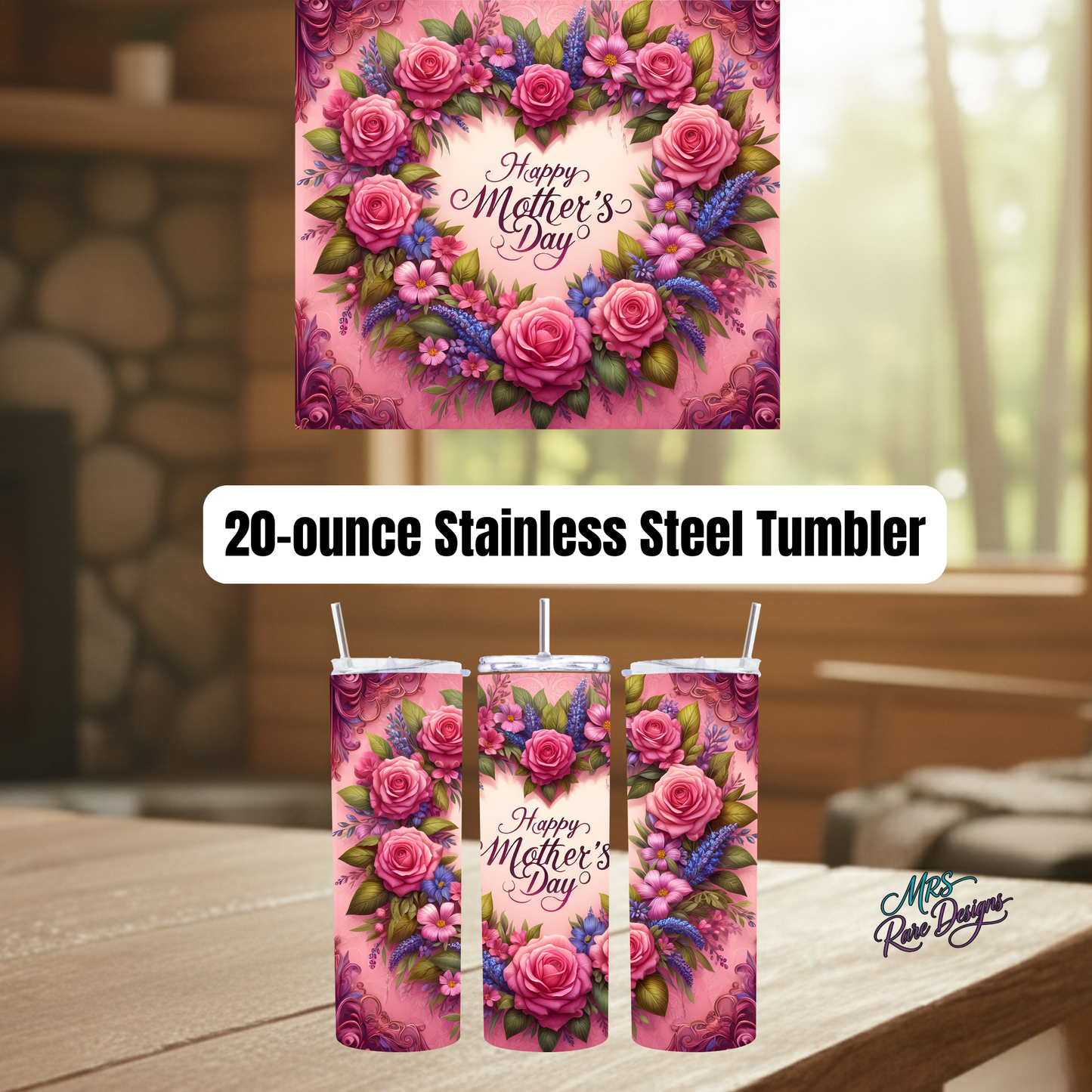 Happy Mother’s Day Floral Kitchen & Drinkware Gift Set – Tumbler, Oven Mitt & Charcuterie Board