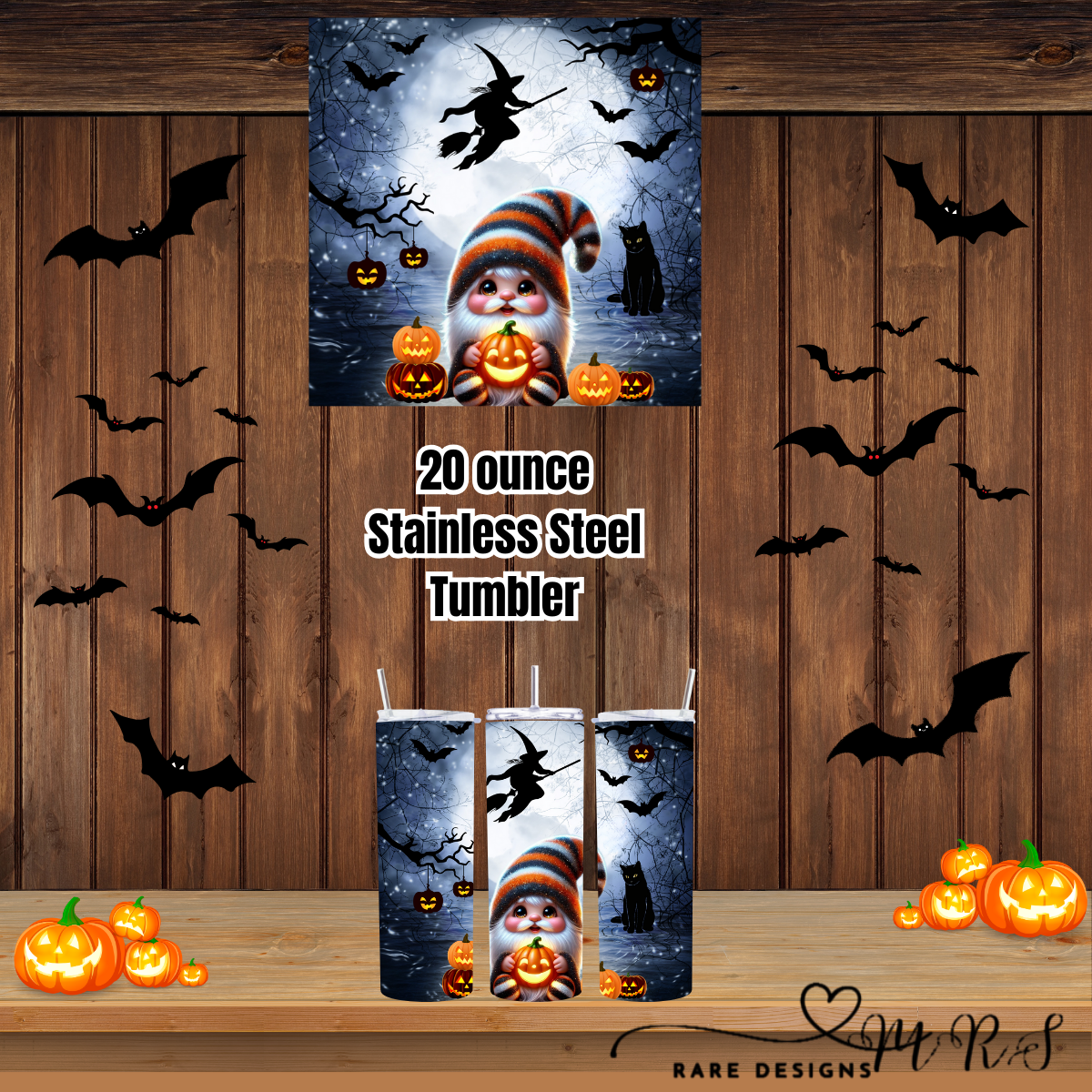 Moonlit Gnome Lantern — 20oz Stainless Steel Tumbler