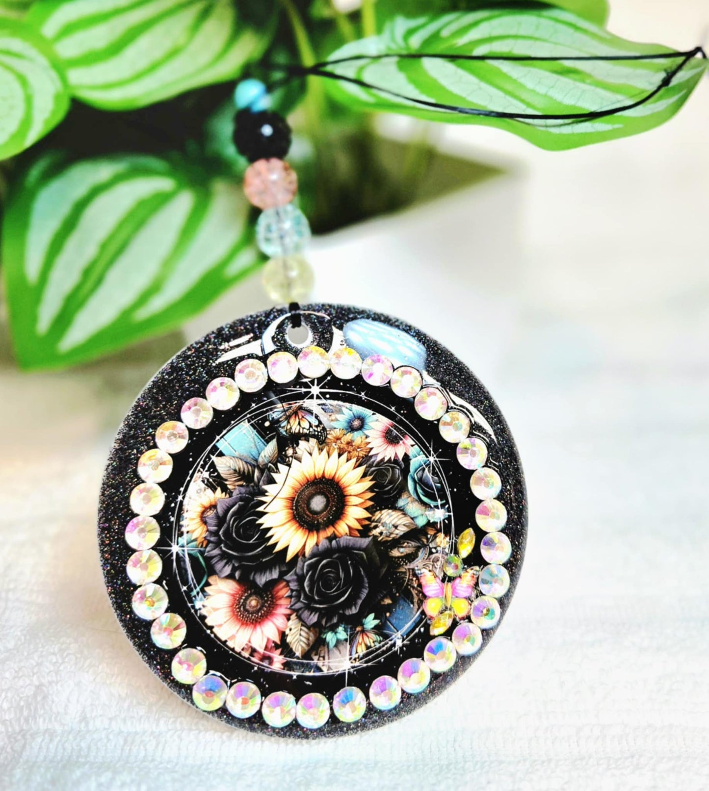 Midnight Bloom Car Charm & Clip Set