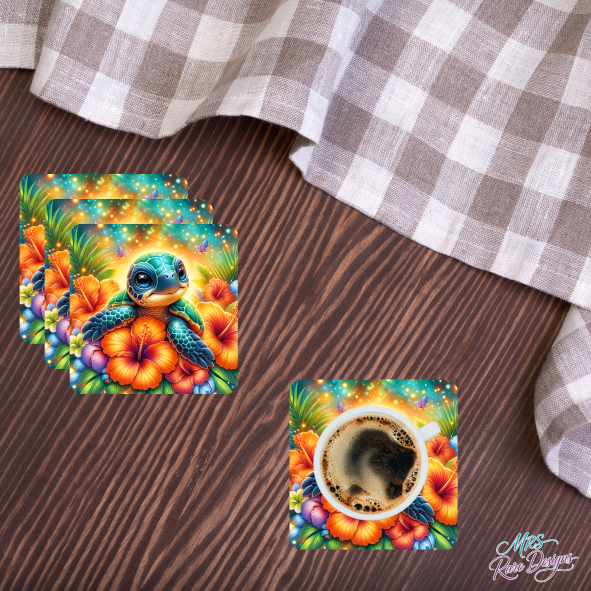 Hibiscus Hatchling Glass Coasters