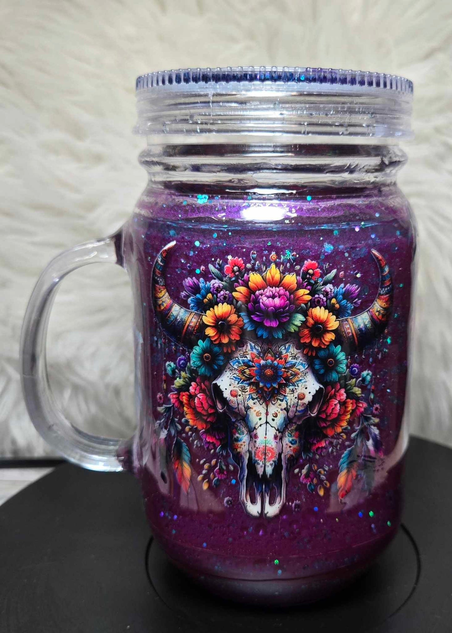 Mystical Floral Skull Snowglobe Tumblers