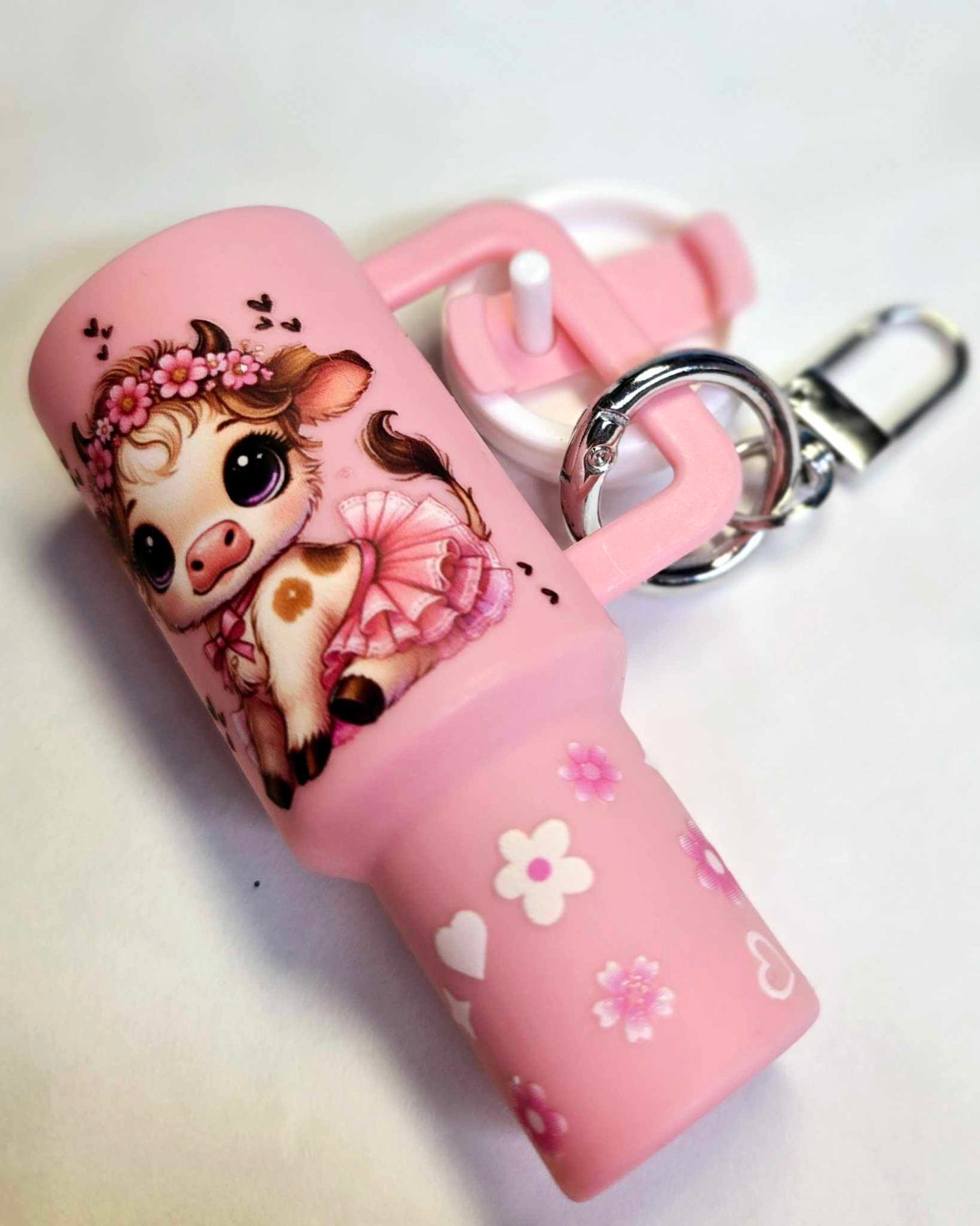 Petite Pastel Cow Mini Tumbler Keychain