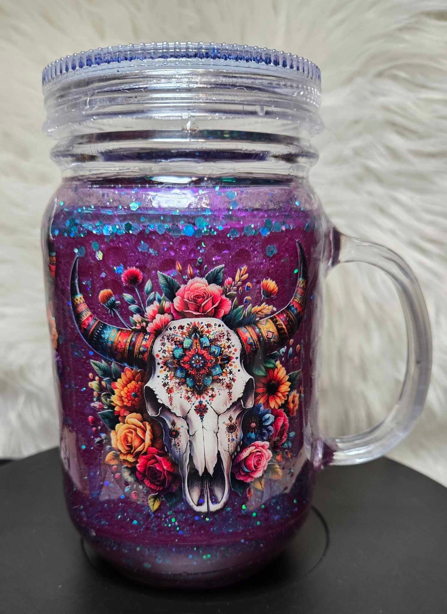 Mystical Floral Skull Snowglobe Tumblers