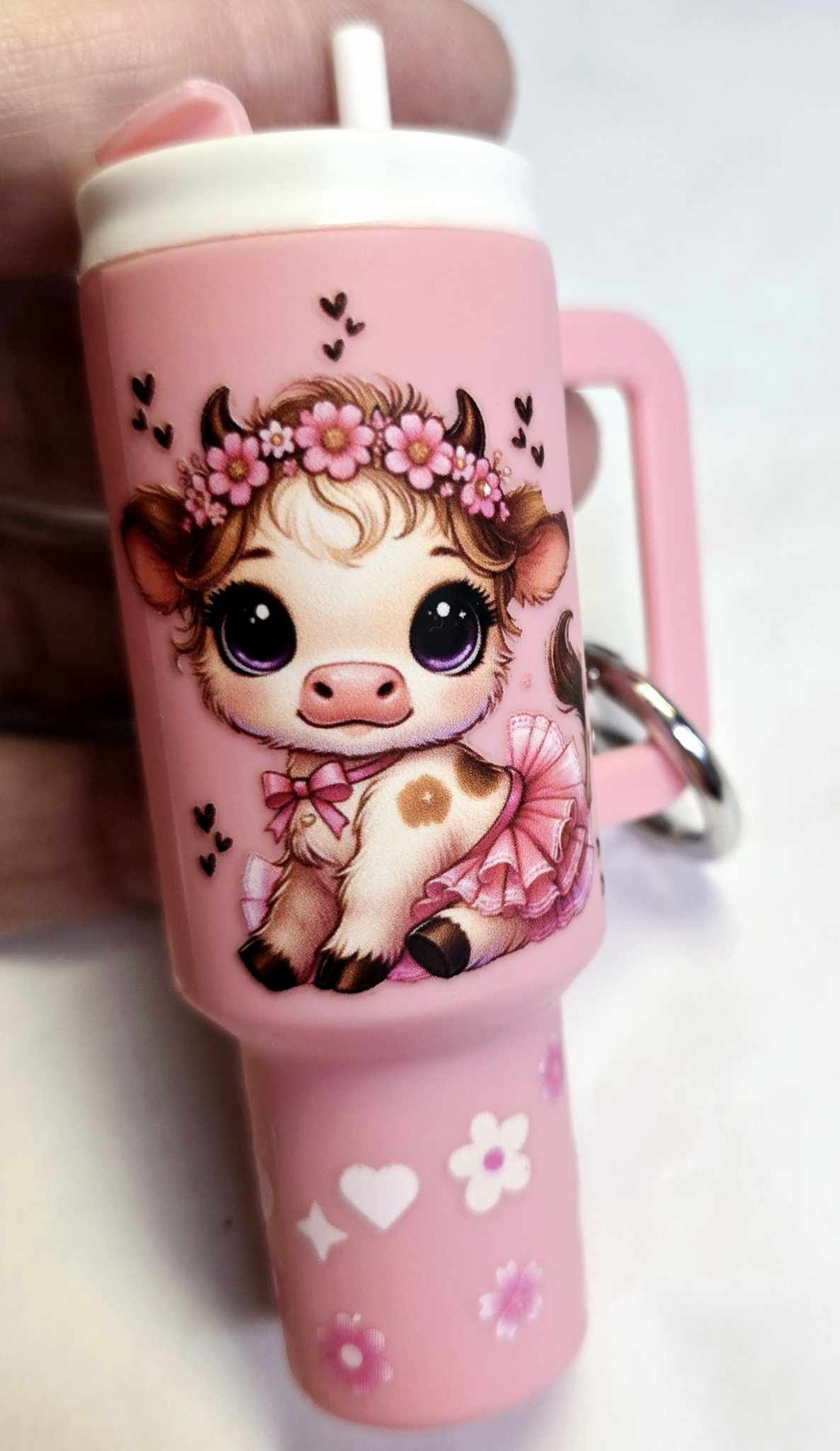 Petite Pastel Cow Mini Tumbler Keychain