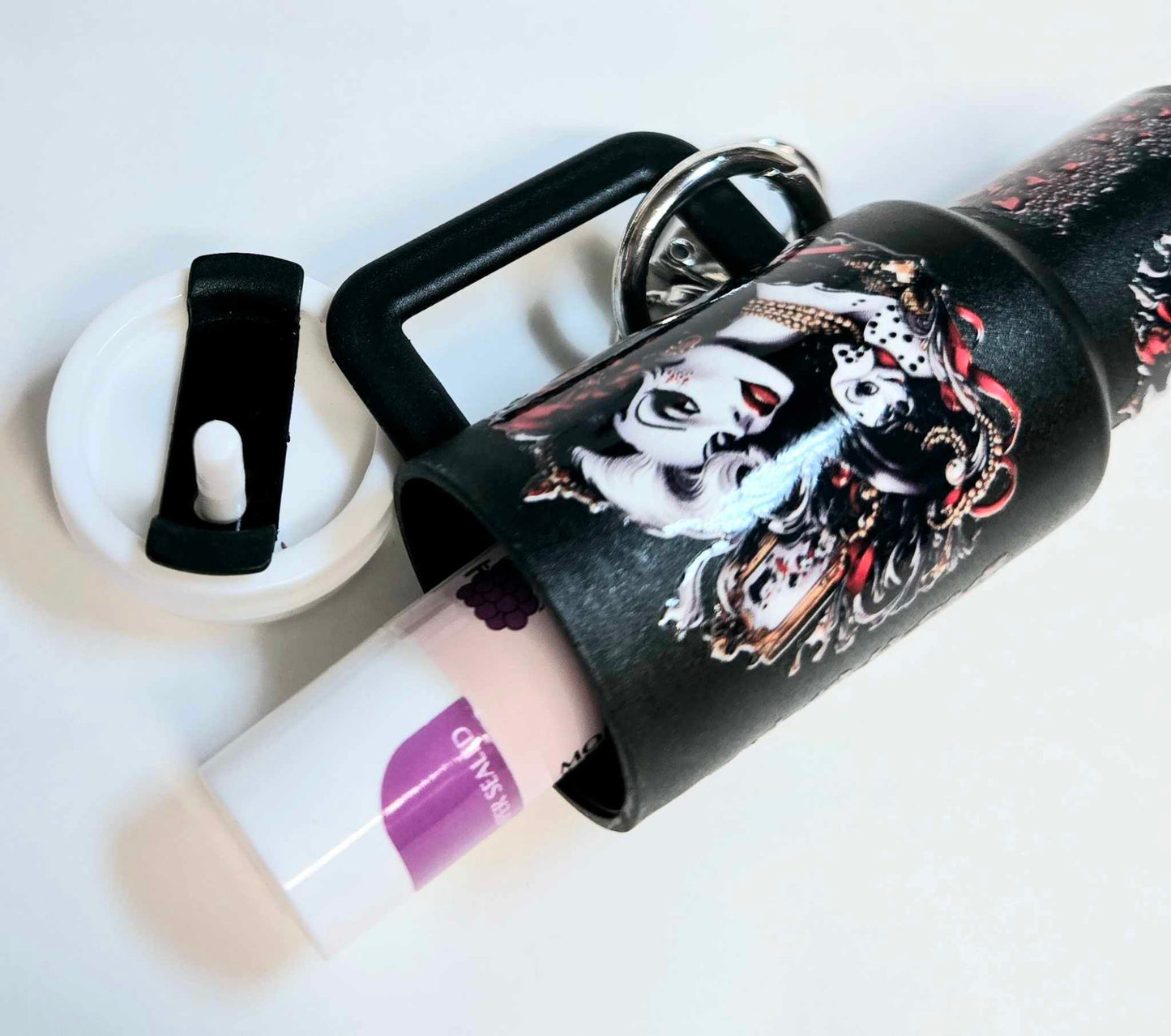 Gothic Glamour Lip Balm Holder Keychain