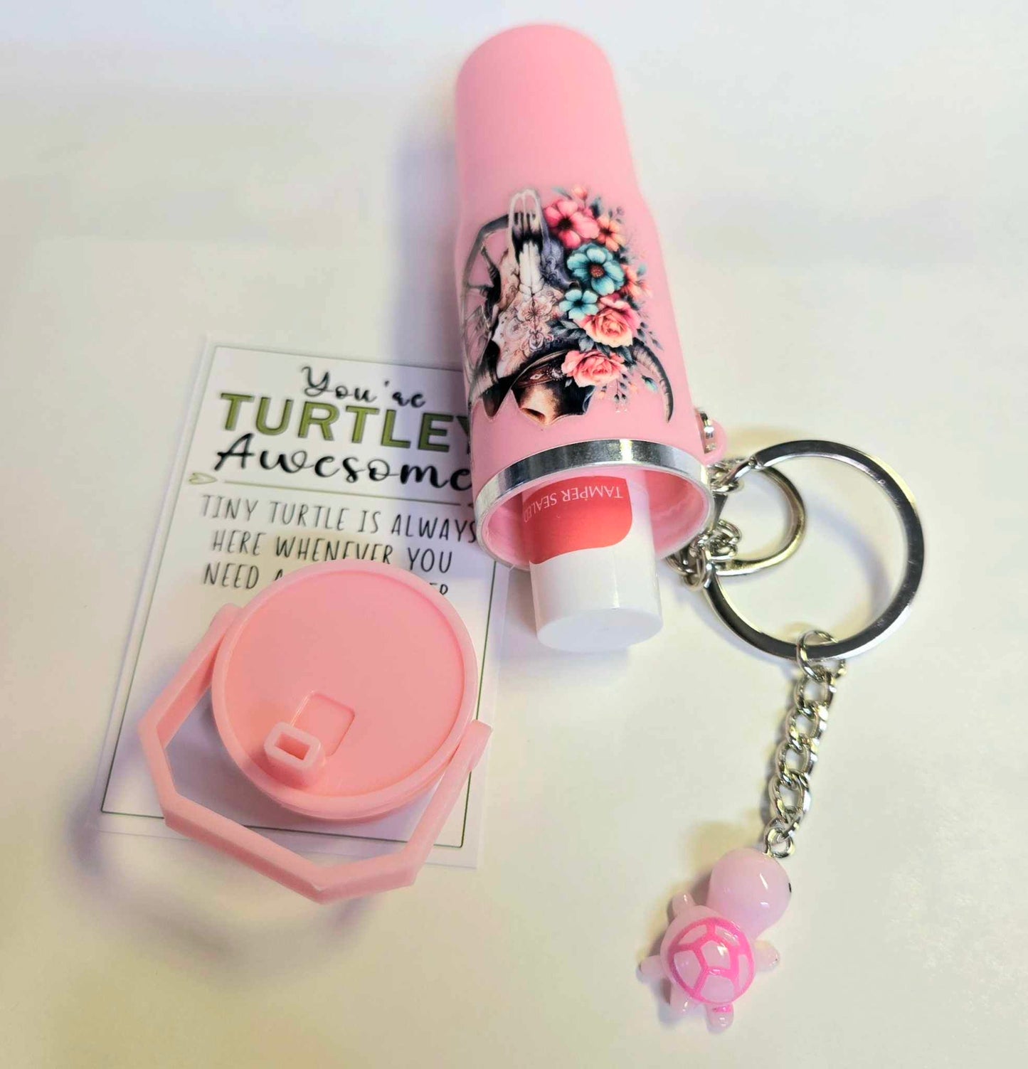 Tiny Turtle Soother Lip Balm Holder Keychain